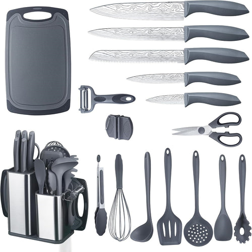 Utensil Sets,18-Piece Silicone Cooking Utensils and Kitchen Accessories with Holder,Mousse