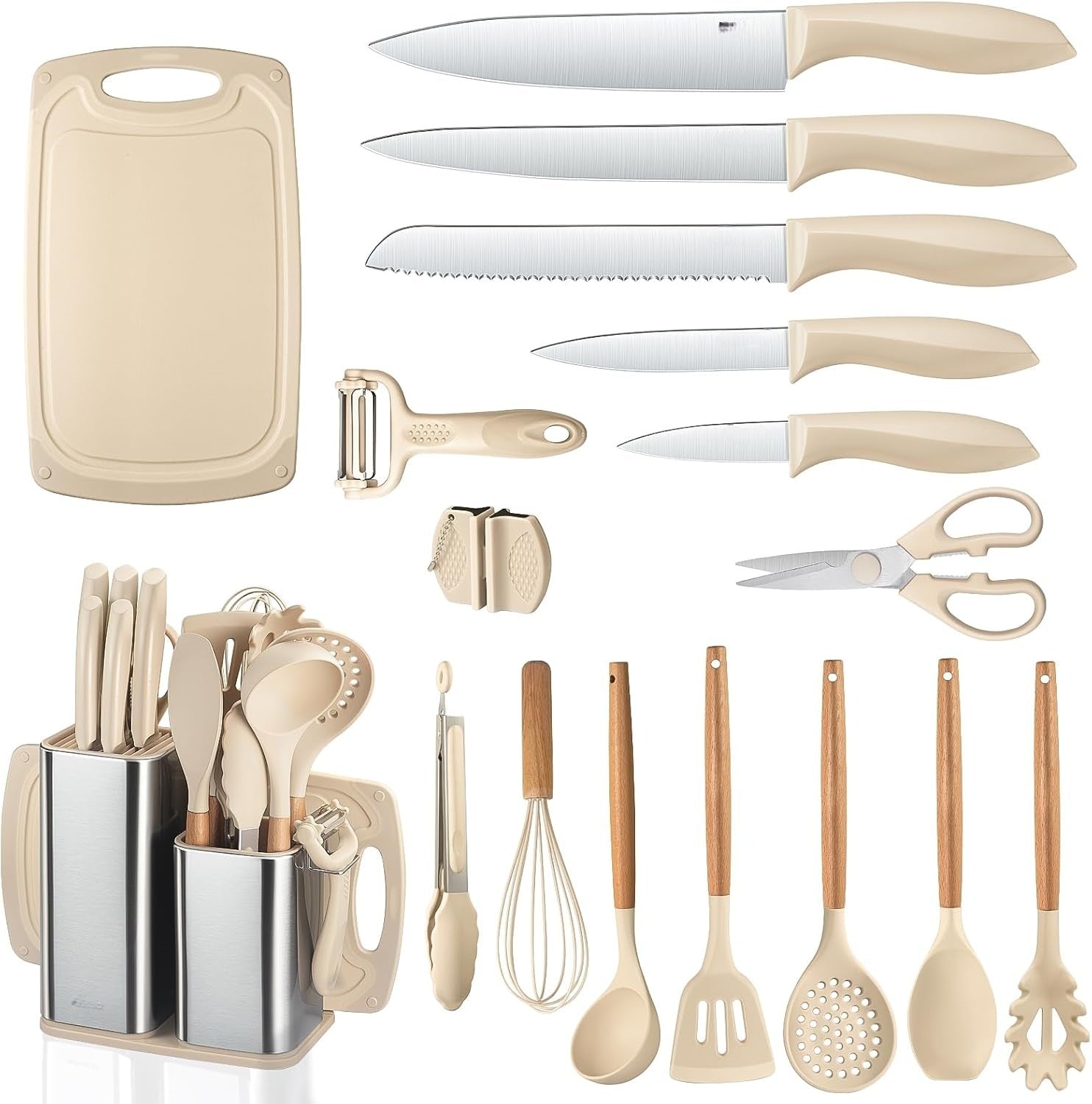 Utensil Sets,18-Piece Silicone Cooking Utensils and Kitchen Accessories with Holder,Mousse
